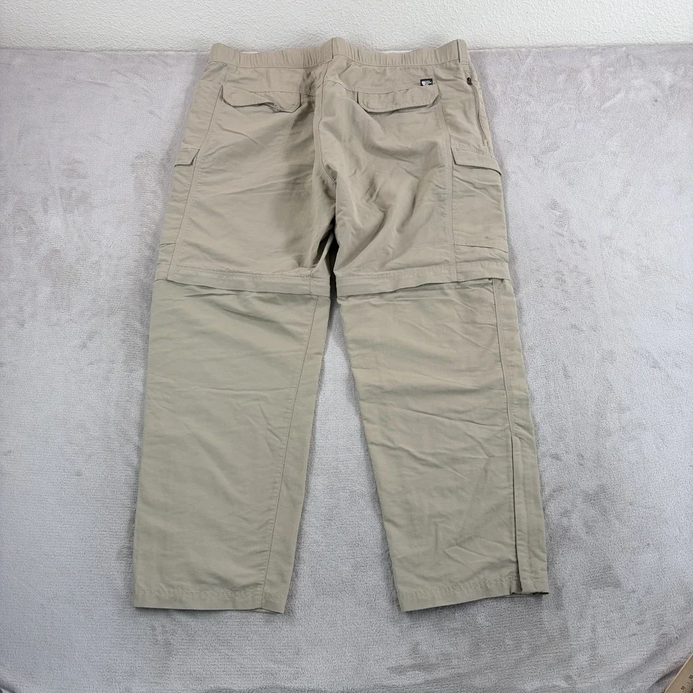 The North Face Zip Off Convertible Pants Khaki Beige Nylon Hiking Men 2XL 42x31